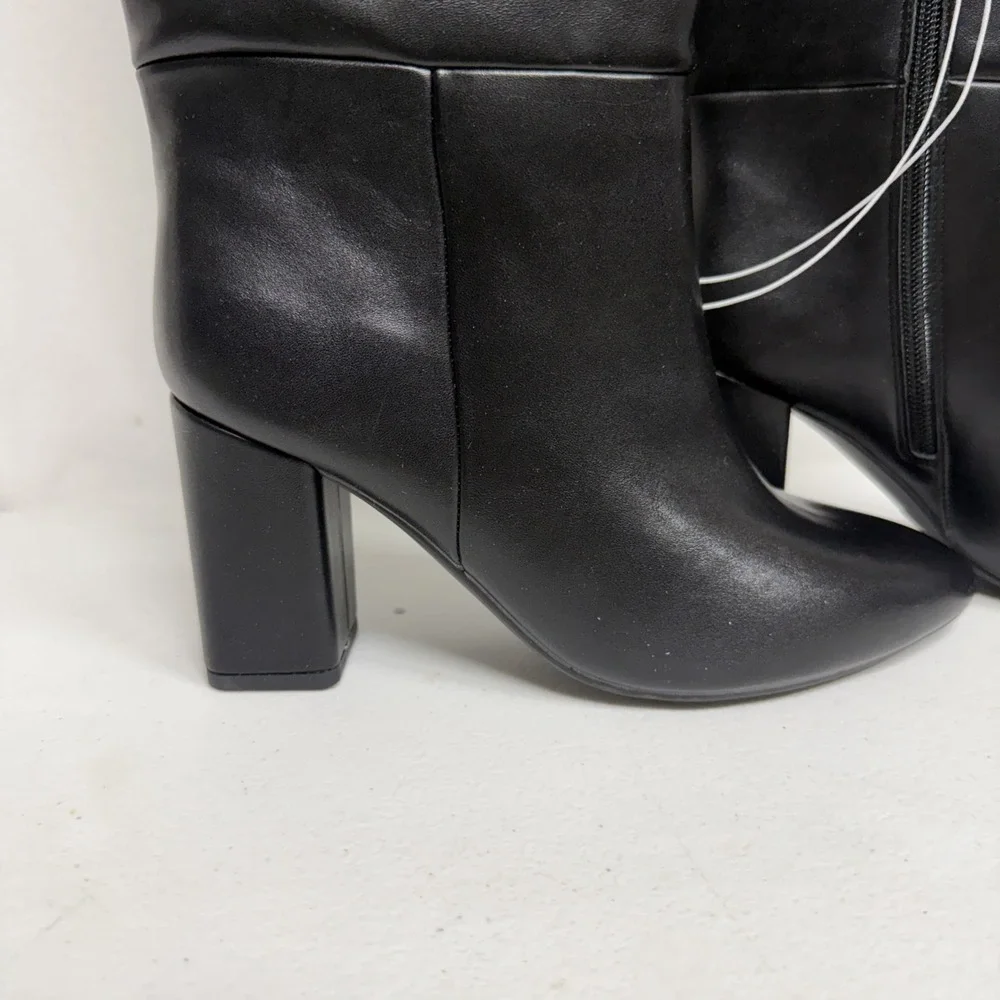 A New Day Black mid heel Dress Boots Womens size 7.5 Knee high